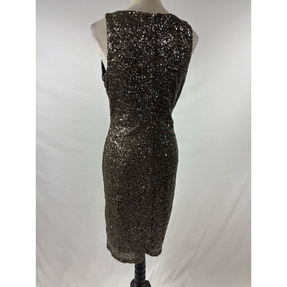 Badgley Mischka Mark & James Sequin Dress Black Gold Size Large Sleeveless - Picture 2 of 11